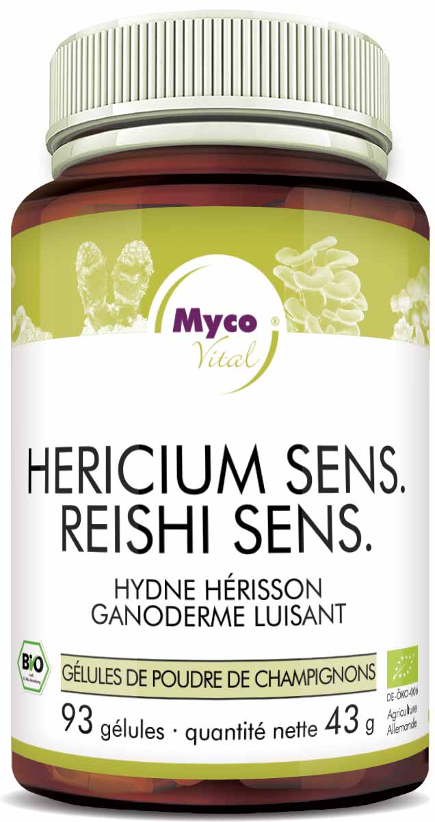 Gélules sensibles au hericium et au reishi bio (mélange 366)