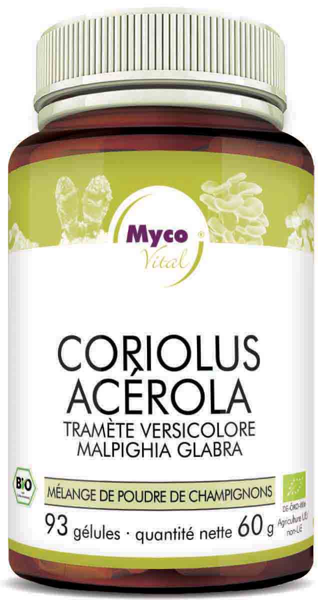 CORIOLUS-ACEROLA Capsules de poudre de champignons bio (mélange 558)