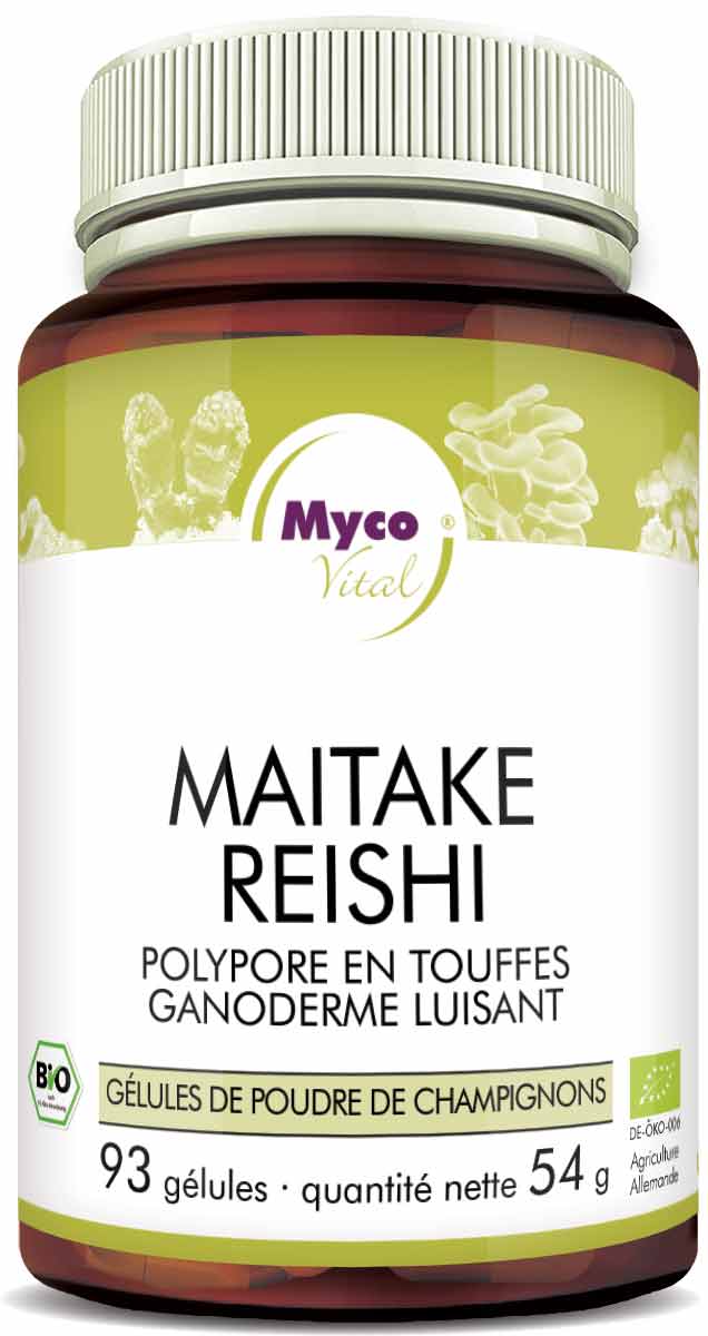 MAITAKE-REISHI Capsules de poudre de champignons bio (mélange 332)